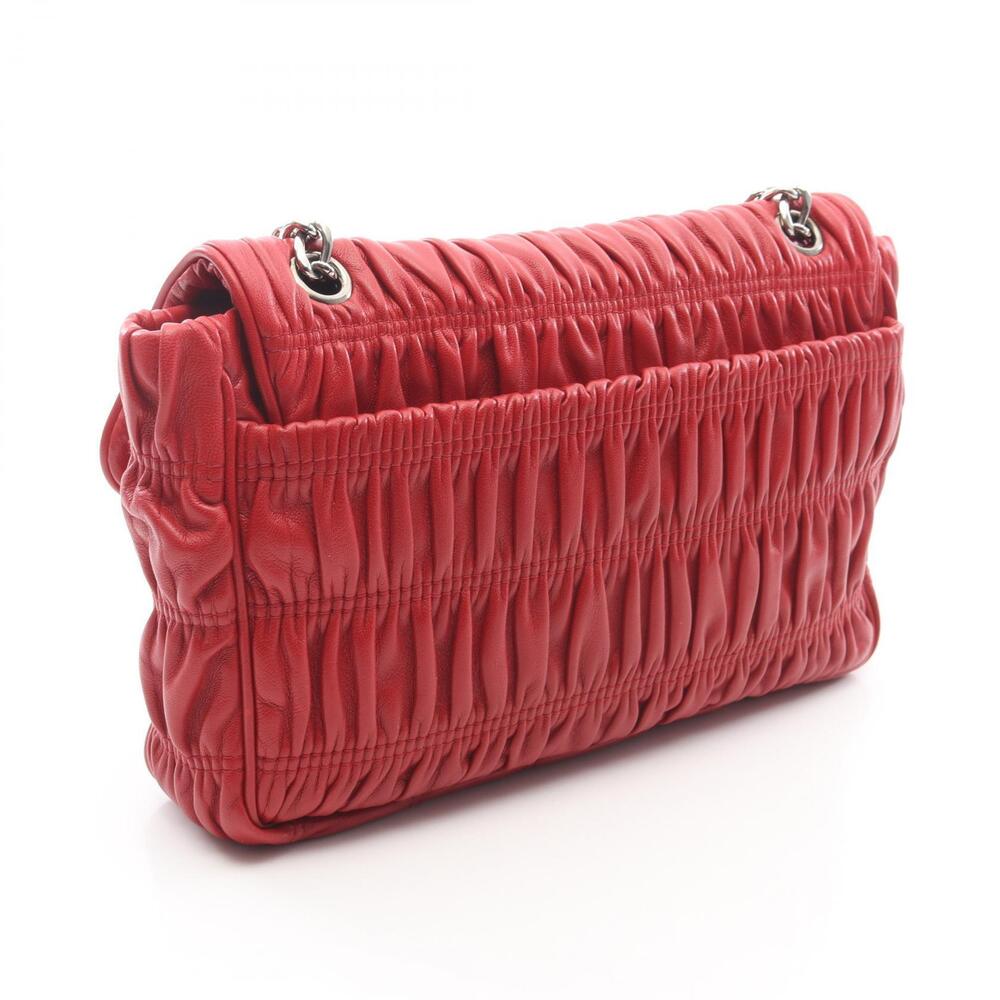 Prada NAPPA GAUFRE Shoulder Bag Leather Red